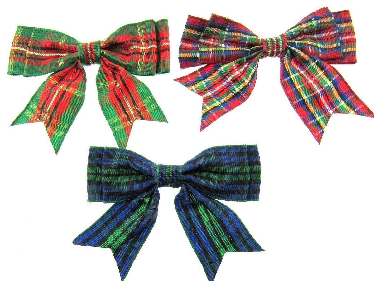 25mm TARTAN BOWS / RIBBON DOUBLE BOWS