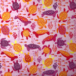 Cotton Fabric Pink Childrens Turtles Fabric - 100% Cotton - 2470-07