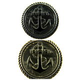 Round Anchor Buttons - Flat Plastic Profile with Shank 3 Sizes Gold/Silver - CX4
