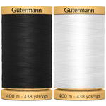 Gutermann Cotton Thread - 400m - Black or White - 100% Cotton Thread