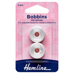 Pre wound bobbins by Hemline Fine Gauge Polyester Thread for Machine Embroidery