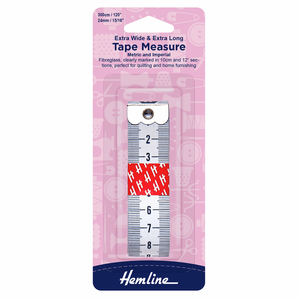Hemline Tape Measure Extra Wide Extra Long Metric Imperial