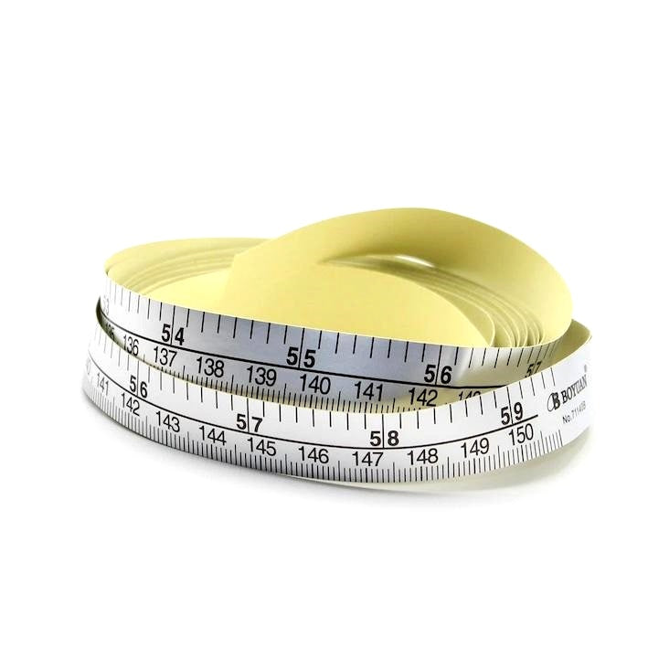 Self Adhesive Tape Measure on Silver Coloured Plastic Coated Paper - 1 –  ThreadandTrimmings