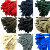 Nylon Closed End Zips - Zip Pack of 44 Different Colours in 10 Sizes - 6" to 22"
