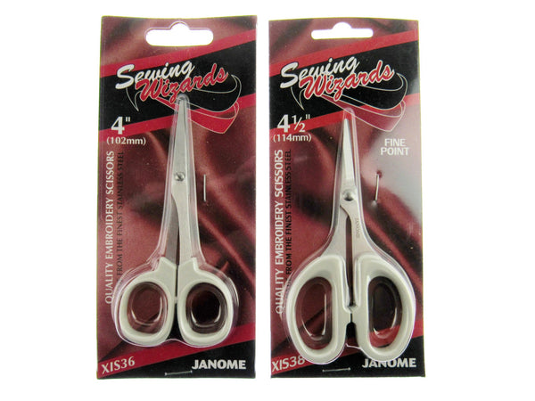 Embroidery Scissors by Janome - Standard & Fine Point - 4" or 4 1/4"