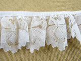 White Gathered Lace - Shell Trim From Nottingham With Scalloped Edge 45mm - x 3m