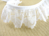 White Gathered Lace - Shell Trim From Nottingham With Scalloped Edge 45mm - x 3m