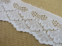 White Scalloped Flat Lace - 48mm Wide - Made in Nottingham UK - 3 Meters - 6394