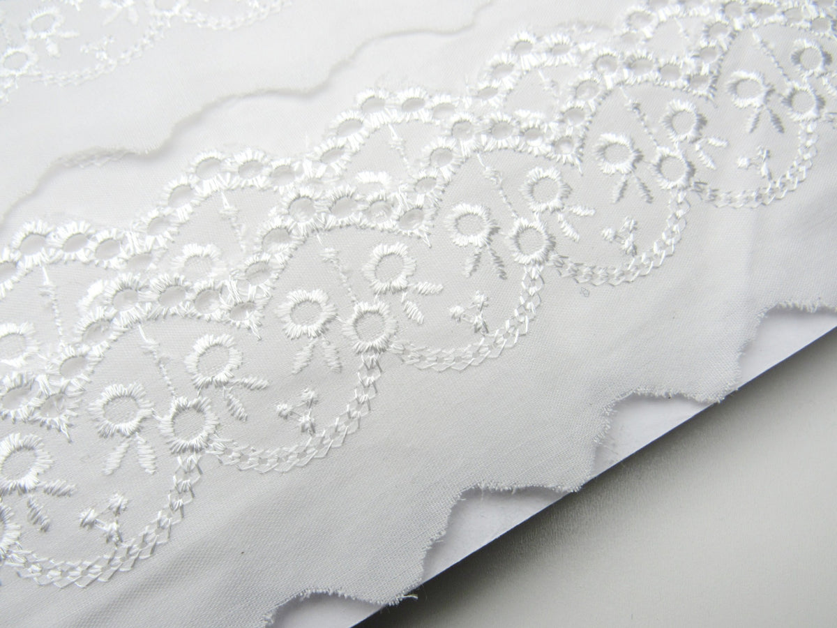 Preety 2.2cm/7/8 White Ribbon Slot Broderie Anglaise Flat Lace Trimming. 