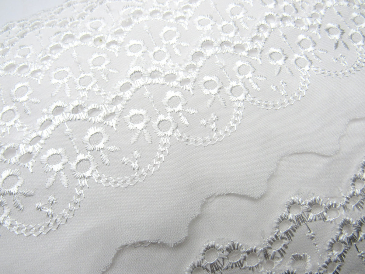 Flat White Polyester Lace - 25mm Wide