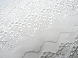 White Scalloped Cotton Broderie Anglaise with Flower - 50mm Wide Flat Lace 1874