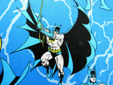 Kingfisher Blue Cotton Fabric with Batman Holding Rope Theme - 100% Cotton