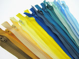 Nylon Closed End Zips - Seaside Sample Mix - Windy & Sunny Colours - 12 Pack