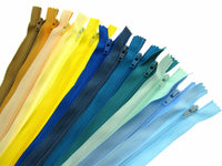 Nylon Closed End Zips - Seaside Sample Mix - Windy & Sunny Colours - 12 Pack