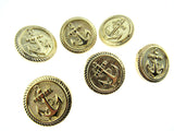Round Anchor Buttons - Flat Plastic Profile with Shank 3 Sizes Gold/Silver - CX4