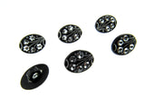 Black Oval Diamante Flower Shank Button - 13mm/15mm/18mm - CX9