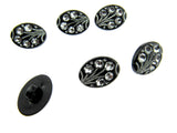 Black Oval Diamante Flower Shank Button - 13mm/15mm/18mm - CX9