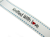 Bertie's White "Knitted With Love" - 16mm Wide - Grosgrain - SEBTB151
