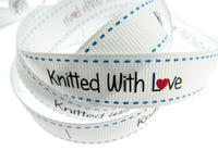 Bertie's White "Knitted With Love" - 16mm Wide - Grosgrain - SEBTB151