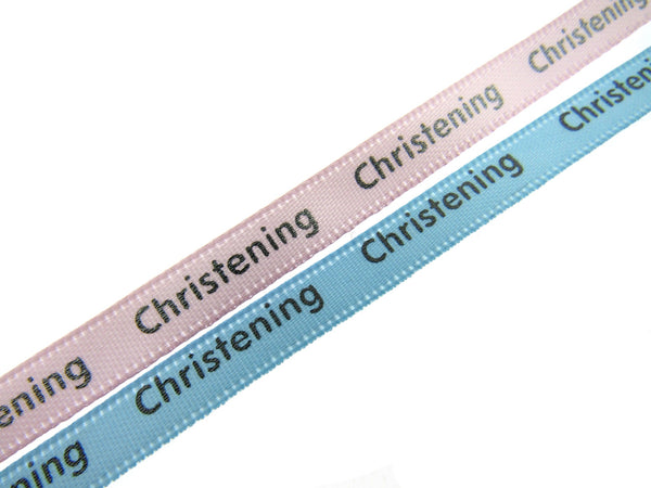 Christening Ribbon - 3m x Blue or Pink Christening Ribbon - 6mm Wide