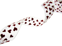 Heart Organza Ribbon with Red Love Hearts for Valentines Day - 5m x 25mm
