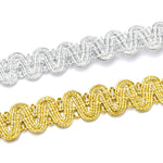 Lurex Braid With Scalloped Weave on Both Sides - 25mm Wide In Gold or Silver