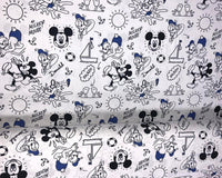 White Cotton Fabric with Digitally Printed Disney Mickey & Donald Theme 59" Wide