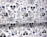 White Cotton Fabric with Digitally Printed Disney Mickey & Donald Theme 59" Wide