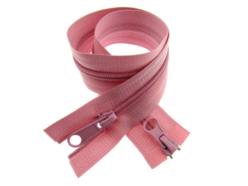 Two way nylon open end zip in bubble gum pink