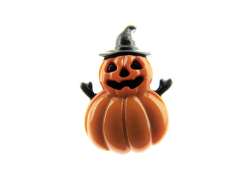 Halloween buttons, front facing scary pumpkin witch