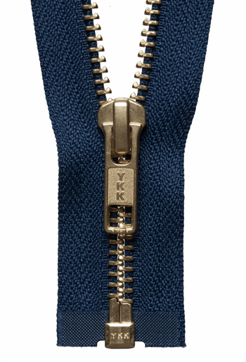 Metal open end brass coat zipper