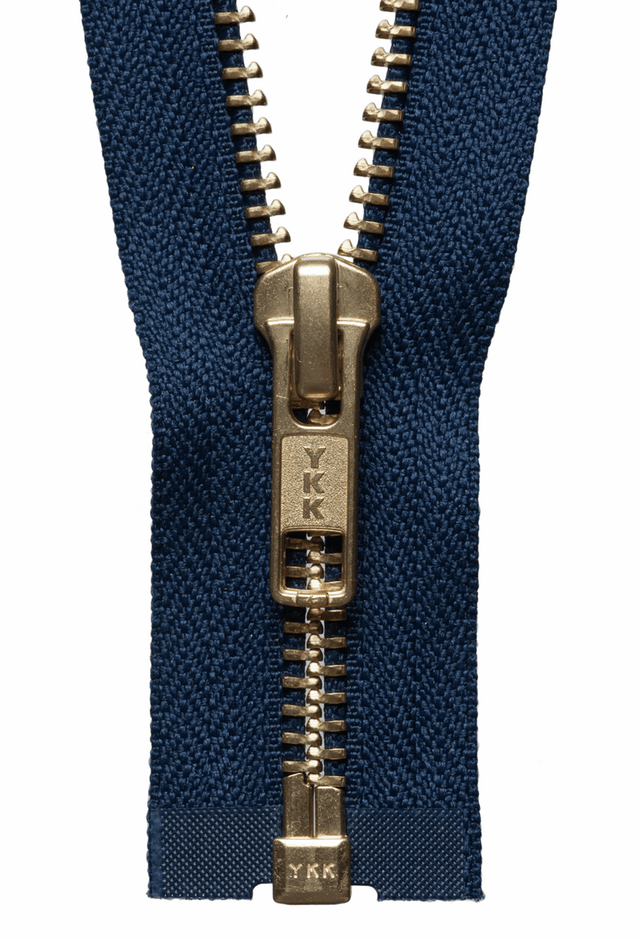 Metal open end brass coat zipper
