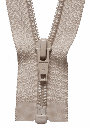 Beige nylon open ended zip