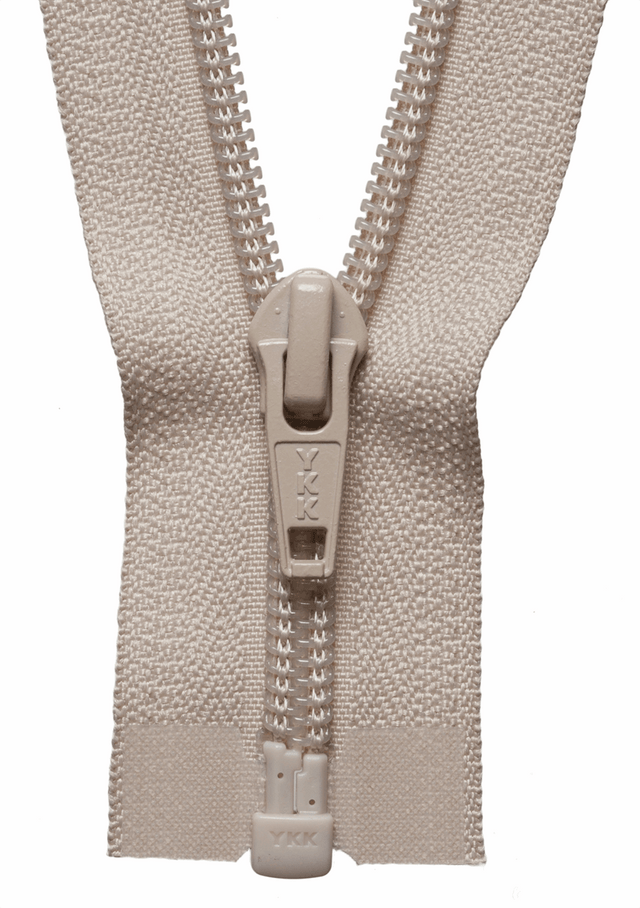 Beige nylon open ended zip