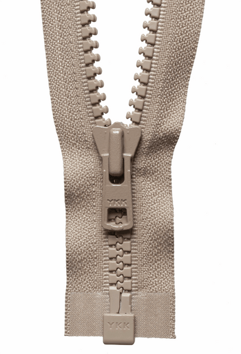Heavy duty plastic ykk open end zip in beige