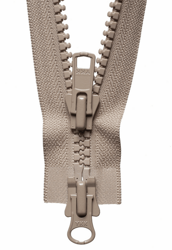 YKK 2 way zip in beige with plastic teeth