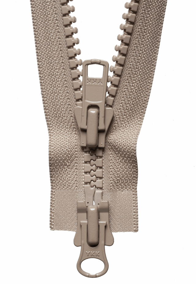 YKK 2 way zip in beige with plastic teeth