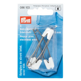 Baby Nappy Pins with Safety Lockable Cap - 55mm Long - Stainless Steel By Prym