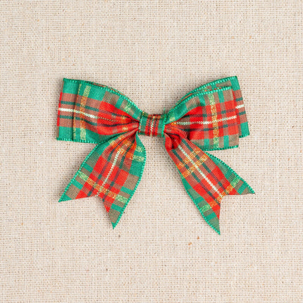 Tartan Christmas Double Bows - Ribbon Bows with Tails - 8cm - 4 Cols - 3 x Bows - ThreadandTrimmings