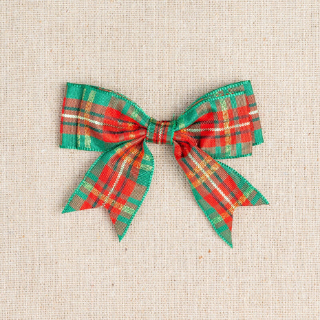 Tartan Christmas Double Bows - Ribbon Bows with Tails - 8cm - 4 Cols - 3 x Bows - ThreadandTrimmings