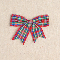 Tartan Christmas Double Bows - Ribbon Bows with Tails - 8cm - 4 Cols - 3 x Bows