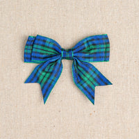 Tartan Christmas Double Bows - Ribbon Bows with Tails - 8cm - 4 Cols - 3 x Bows