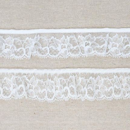 Nylon Frilled Lace Poinsettia Flower 45mm White Ivory 3m Lengths 710F