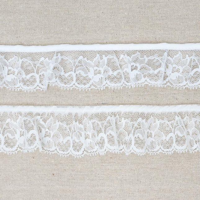 Nylon Frilled Lace Poinsettia Flower 45mm White Ivory 3m Lengths 710F