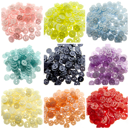 Round Baby Fruit Gum Buttons Dished Edge 2 Hole Sewing Fasteners Pack