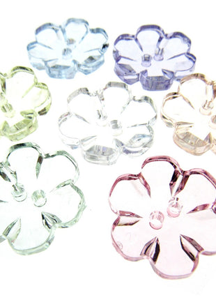 Daisy Flower Shaped Crystal Clear Buttons Cutout Petalled Sewing Craft 10-20mm - ThreadandTrimmings