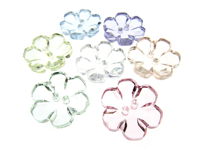 Daisy Flower Shaped Crystal Clear Buttons Cutout Petalled Sewing Craft 10-20mm