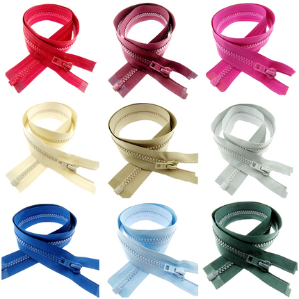 Heavy Duty Plastic Open End Zip Chunky Moulded Delrin 6mm Fastener Jacket Coat - ThreadandTrimmings