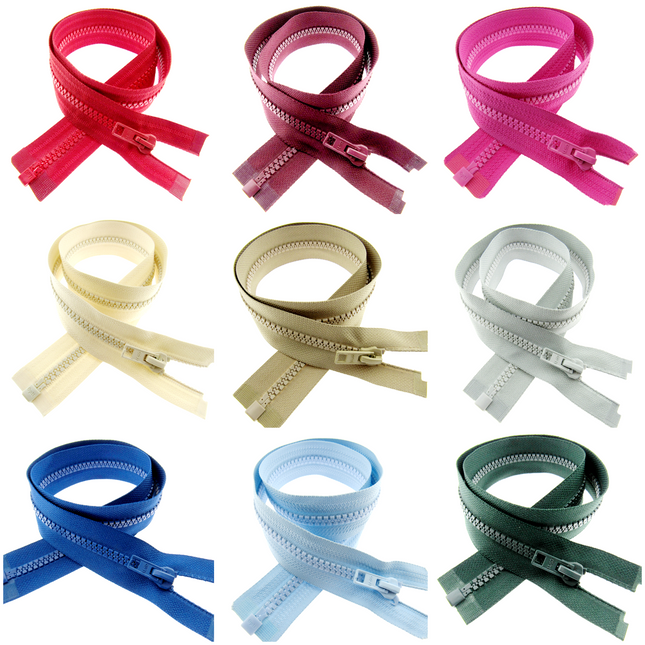 Heavy Duty Plastic Open End Zip Chunky Moulded Delrin 6mm Fastener Jacket Coat - ThreadandTrimmings