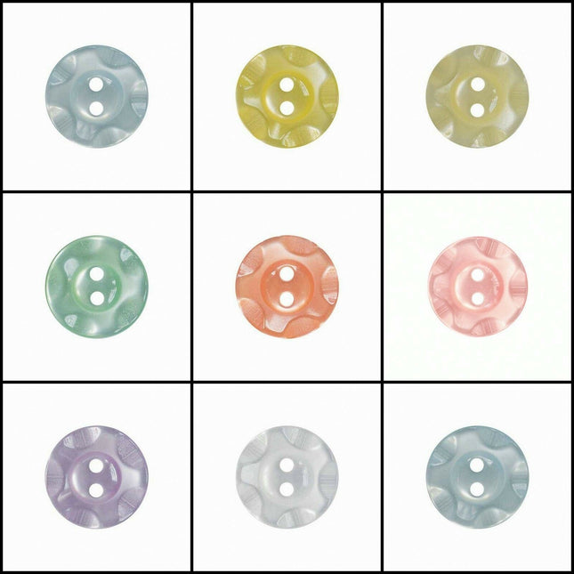 Round Baby Fruit Gum Buttons Dished Edge 2 Hole Sewing Fasteners Pack